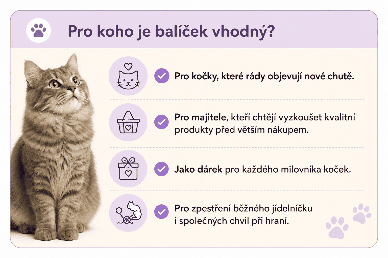 Kočičí balíček pro koho je vhodný